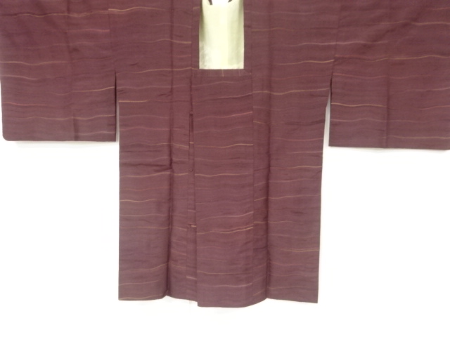 JAPANESE KIMONO / VINTAGE MICHIYUKI COAT / SILK / WOVEN ABSTRACT STRIPE